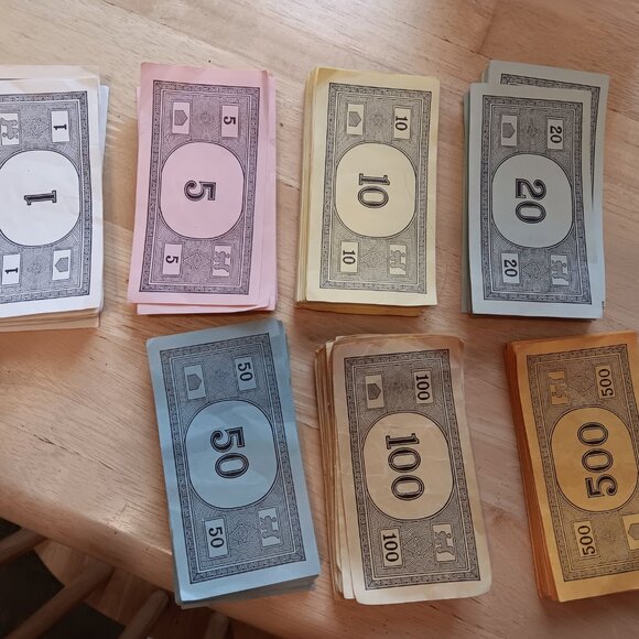 Vintage 1960's Monopoly Game Pieces, Cards, houses, and money - Picture 3 of 5